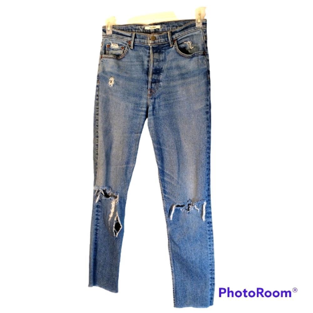 GRLFRND Karolina Button Fly Distressed Skinny Jeans sz 28